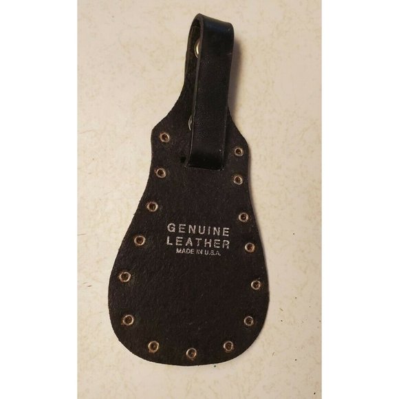 Genuine Leather Black & Silver Keychain w/ Clasp & Key Ring - Picture 2 of 4